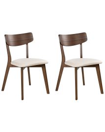FLORLEIGH Wooden Dining Chairs - Set of 2 - Off White with Dark Brown