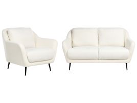 CLIFTONWELL Chenille Fabric 2 Seater Sofa and Armchair Sofa Set - White