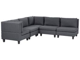 5 Seater Right Hand Modular Fabric Corner Sofa Dark Grey UNSTAD