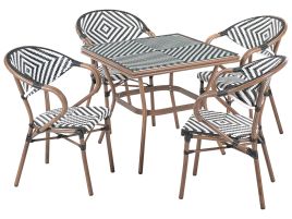 DASPRO Garden Dining Set 4 Seater - Black with White