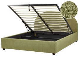VAUKLI Ottoman Bedframe Boucle 160 x 200cm EU Kingsize Bed Light Green