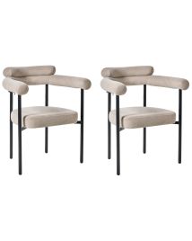 FRENDEN Fabric Dining Chairs - Set of 2 - Beige