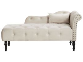 STOWHURST Velvet Right-Hand Chaise Lounge - Beige