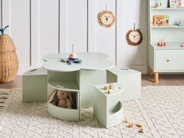HATAXI Kids Baby and Toddler Furniture 4 Seater Table and Chairs Set - Light Green
