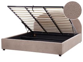 VAUKLI Ottoman Bedframe Boucle 180 x 200cm EU Super Kingsize Bed Taupe