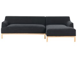 Left Hand Fabric Corner Sofa Black SOSJO