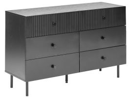 ANESTA I Black Chest of Drawers - Large-sized, 6 Drawers, Double