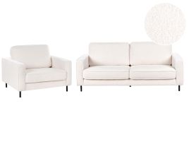 Boucle Living Room Set White SAVALEN