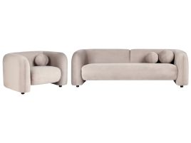 4 Seater Velvet Living Room Set Taupe LEIREN