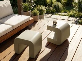 RAHIVO Side Table Set of 2 - Sadn Beige