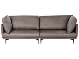 3 Seater Vegan Leather Sofa Brown REVSNES