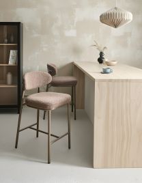 BINUVO Boucle Bar Stool Set of 2 - Taupe