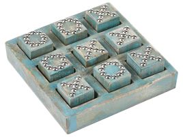 BURLESTON Tic-Tac-Toe Game Mango Wood - Blue