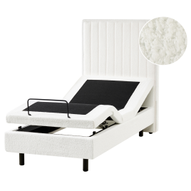 DEKU II Small Single Boucle Fabric Adjustable Bed - Off-White
