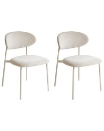 COWLYE Set of 2 Dining Chairs Chenille Light Beige