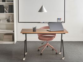 FEXUFA Foldable Office Desk - Brown and Black, 120cm