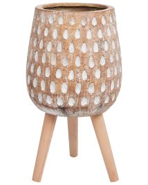 Elevated Plant Pot ASCLEPIAS Ceramic 27 cm Light Brown