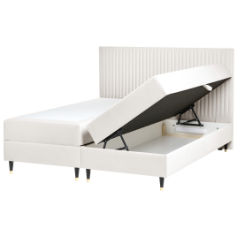 VETRA Super Kingsize Velvet Divan Bed with Storage - Off-White