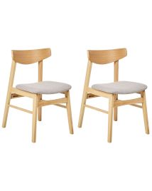 Set of 2 Dining Chairs SMILEY Wood Light Grey