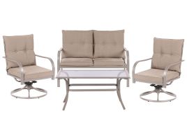 MESTRION Garden Lounge Set with Table 4 Seater Metal Beige