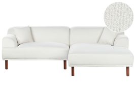 Left Hand Boucle Corner Sofa White HOLT