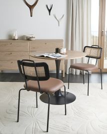 BIKUXA Faux Leather Dining Chairs Set of 2 - Brown