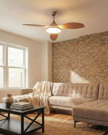 BUQERO Ceiling Fan with Light and Remote - Light Brown