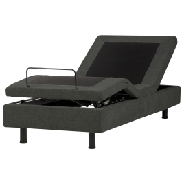 DEKU Small Single Fabric Adjustable Bed without Headboard - Dark Grey