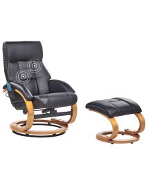 Massage Chair FORCE with Footstool Faux Leather Black