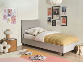 DILERO Single Fabric Bedframe - Light Grey
