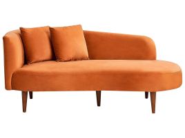 Left Hand Velvet Chaise Lounge Orange CHAUMONT