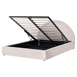 TARYN Kingsize Fabric Ottoman Storage Bedframe - Light Beige