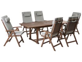 BALSA 6 Seater Garden Dining Set - Grey Melange