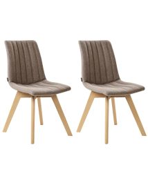 Set of 2 Dining Chairs CALGARY Fabric Brown