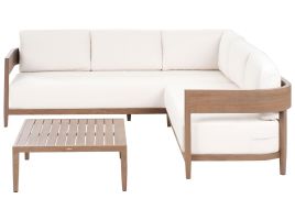 MINWORTH Garden Corner Sofa with Table 5 Seater Left Hand Facing Metal - Brown