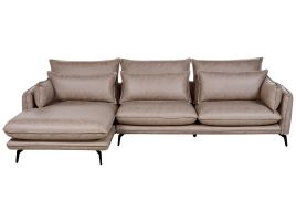 Right Hand Faux Suede Corner Sofa Light Brown GALLO
