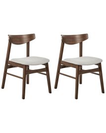 Set of 2 Dining Chairs SMILEY Wood Light Grey