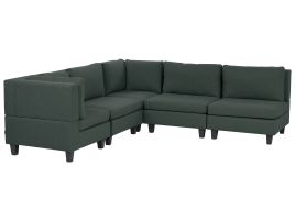 5 Seater Right Hand Modular Fabric Corner Sofa Dark Green UNSTAD