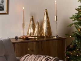 FEMAXO Christmas Decor Tree Glass Figurine Set of 2 - Gold