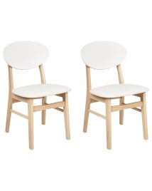 Set of 2 Dining Chairs AMERY Wood Cream