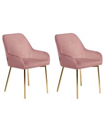 Set of 2 Dining Chairs LOVERNA Velvet Pink