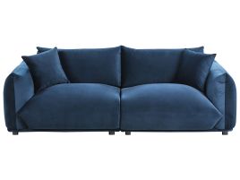 3 Seater Sofa - LVUOS Velvet Sofa Dark Blue