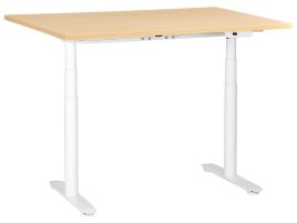 LEYBOURNE Electric Adjustable Standing Office Desk 120 cm - White with Light Oak