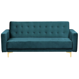 ABERVON Velvet 3 Seater Sofa Bed - Teal
