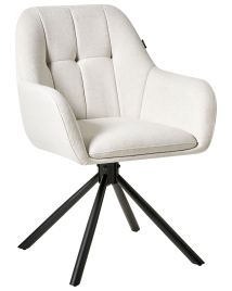 CHELDON Fabric Swivel Dining Chair - Off White
