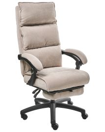 HALSTOWEN Chenille Fabric Executive Office Chair with Footrest - Beige