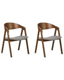 Set of 2 Dining Chairs YUBA Wood Black/ White