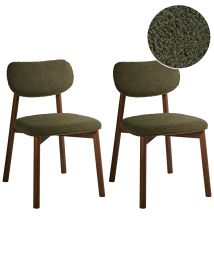 LIMLS Set of 2 Dining Chairs Boucle Dark Green