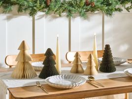 CENTARA Christmas Decor Tree Figurines Set of 5 - Green and Beige