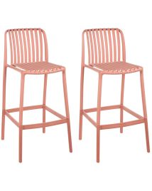DORRINGWELL Plastic Set of 2 Bar Chairs - Light Red